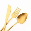 Dinnerware Sets 6Set/24Pcs Gold Cutlery Set Dinner Knife Fork Tea Spoon 304 Stainless Steel Silverware Kitchen Flatware Tableware