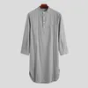 Ethnic Clothing Muslim Men Caftan Robes Long Sleeve Button Homewear Fashion Jubba Thobe Male Abaya Arabic Islamic Bathrobes Nightgown