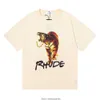 Summer Men t Shirts Ins American Fashion Brand Rhude Tiger Hd Printed Cotton Short Sleeve T-shirt Men's and Women's Large Pullover 7GDR