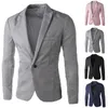 Men's Suits & Blazers Men Solid Color Long Sleeve Lapel One Button Pocket Blazer Slim Suit Coat Fit