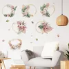 Wall Stickers Watercolor Plant Wreath Flower Home Bedroom Living Room Decoration DIY Self-adhesive Wallpaper Decor Art