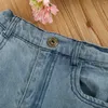 Kledingsets 2 stks peuter meisjes prinseskleding wijd uitlopende mouw bloemenbladeren kanten tops gescheurde jeans kinderen kinderen fashion outfits pak