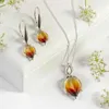 Charm JK39DI Sunset Amber örhängen Southwest Jewelry Boho Style Flower For Woman Summer Gift Bud Baltic Dingle Earring Amber 3.5*1,2 cm G230225