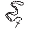 Collane con ciondolo Rosario Croce Rosari in legno Gioielli religiosi Catene regalo Per donna Uomo Medaglia