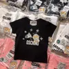 키즈 편지 디자인 티셔츠 반팔 티셔츠 탑스 소년 소녀 어린이 다채로운 자수 패턴 티셔츠 풀오버 90-150cm