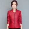 Women's Leather & Faux 2023 Short Biker Jacket Women Long Sleeve Zipper Autumn Plus Size Jackets Coats Black Red