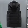 Gilet da uomo invernale giacca senza maniche nera 2023 casual caldo spesso lungo con cappuccio cerniera gilet imbottito in cotone di alta qualità 230225