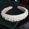 Headpieces Silver Color Pearl Hairband Headband Tiara Women Korea Elegant Hair Hoop Ornament Bridal Wedding Accessories Jewelry Band