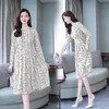 Casual Dresses 2023 Spring And Summer Women's Elegant Retro Chiffon Print Dress Slim Thin Floral Cute Long Sleeve Party