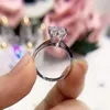 Eheringe Klassische Sechs Klaue Kupfer Überzogenes Silber Größenverstellbar Personalisieren Kristall Paar Ring Männer Frauen Finger Schmuck Großhandel Drop