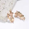 Charm Kinel Nieuwe trend 585 Rose Gold kleur metaal lange druppel oorbellen vrouwen vintage mode sieraden geometrische bloem holle oorbellen 2022 g230225