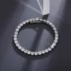 Joyas de diseñador Hotsale Hip Hop Joyas 3 mm Moissanite Stones Plateado 925 Pulsera de plata esterlina Cadena de tenis Caja de regalo de oro Hiphop Duradera larga