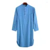 Этническая одежда мусульманские мужчины кафтан халаты с длинными рукавами кнопка домашняя одежда мода Джубба Тоби мужчина абайя арабские исламские ванные комнаты ночная рубашка