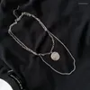 Collane con ciondolo Punk rotondo per donna Uomo Catena Clavicola Collares Gioielli gotici minimalisti Regali Collana di moda