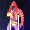 Stage Wear Club Bar Dancer Costume Manlig fluorescerande Orange Suit Pole Dance Clothes Party Rave Outfit Nightclub Dancewear VDB4031