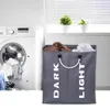 Stor vikbar tv￤ttkorgv￤ska 2-sektion Collappibel Oxford Washing Dirty Clothing Bag Organizer med aluminiumhandtag