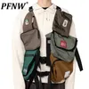 Men s Vests PFNW Spring Autumn Casual Asymmetric Patchwork Vest Covered Button Contrast Fashion Pocket High Street Loose Tops 28A0093 230225