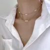 Choker Y2K Kvinnors halsband Enkelt flerskikts tunn kedja Metall Feminin stil mångsidig imitation Pearl Small Group