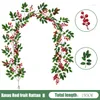 Decoratieve bloemen kunstmatige plant rood fruit rattan voor doe -het -zelf kerstdecoratie Home 2023 Xmas Decor Fake Hanging Vine Year cadeau