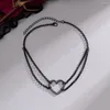 Choker Necklace For Women In Jewelry Heart Open Punk 2023 Trend Stainless Steel Pendant Gothic Accesories Chain
