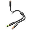 2 I 1 AUX Audio Splitter Cables 3,5 mm Jack Stereo Audio Kvinna till 2 manliga headset Mic Y Connectors Cables Adapter