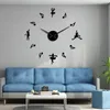 Horloges murales Ballerines DIY Big Clock Montre moderne Giant Ballet Dance 3D Miroir Grand Nombre Autocollant