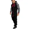 Men's Tracksuits Men Set Winter Mens Jumpsuits Hooded Plush Bodysuit Splicing Personalized Casual Warm Long Sleeve Plus Size Clothing