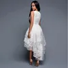 Casual jurken Fashion Spring Summer High Low Mouweless Elegant Slim Front Short Back Long Puffy Party Dress White Women Tule