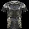 Męskie koszulki Medieval Knight Viking Tattoo Pancerze T-shirt kobieta mężczyzna o-deterk 3D druk nadmierny streetwear boys swobodne ubrania dla dzieci