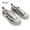 GAI GAI Geklede schoenen YIGER Heren canvas Yohji Yamamato Co-branded canvas schoenen Verhoogde dikke zool Bedelaars Paar gevulkaniseerd 230225