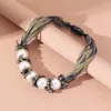 Halsband, handgefertigt, für Damen, große Perlen-Halskette, Vintage-Statement-Anhänger, Seil, Band, bunter Schmuck, Geschenk