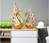 Dekoratif Figürinler Nesneler Avrupa Reçine Altın Kuğu Çift Dekorasyon Ev Oturma Odası Masa El Sanatları El Offi