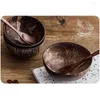 Bols 12-15 cm bol de noix de coco naturel Protection de cuisine en bois vaisselle en bois cuillère ensemble pour Coco Smoothie