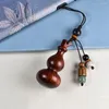 Keychains retro houten kalebas hanger Keychain Good Luck Bead mobiele telefoon lanyard Chinese stijl wishful Lucky Key Ring Gift