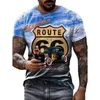 T-shirts pour hommes Été Hommes surdimensionnés Vêtements amples Vintage à manches courtes Mode 66 lettres imprimées T-shirts à col rond Route MenMen'