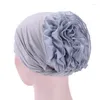 Ethnic Clothing Monochrome Turban Muslim Chiffon Large Disc Flower Arab Headscarf Jilbab Hair Scarfs For Ladies