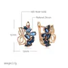 Urok Kinel Nowy niebieski naturalny cyrkon Kolczyki motylowe 585 Rose Gold Women Big Kolczyki Trenda 2022 Romantyczna biżuteria ślubna G230225