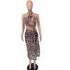 Vestidos de trabalho wjfzqm leopard estampa de saia dividida conjuntos