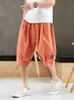 Męskie spodnie Plus Size Summer Harem Pants Mężczyźni Krótkie joggery w stylu chiński w stylu kalflot długość swobodne workowate spodnie męskie spodni 8xl Z0225