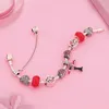 Charm-Armbänder Leabyl Eleganter roter Lippenstift High Heel Herz Armband Weizenohren Kristallperle für Frauen Mädchen GeschenkCharm