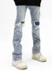 Jeans da uomo Ginocchio da uomo con foro Pantaloni in denim Punk Jeans a matita da uomo Pantaloni casual di colore chiaro Marea Marca Uomo Abbigliamento da strada JEANS Z0225