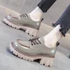 Dress Shoes Lolita Platform Mary Jane Women 2023 Autumn Winter Lace Up Thick Heels Loafers Woman Round Toe Patent Leather