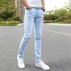 Herenjeans 2022 Nieuwe mannen strekken Skinny Jeans Male Designer Brand Super Elastic rechte broek Jeans Slim Fit Fashion Jeans Sky Blue Z0225