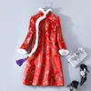 Abbigliamento etnico Abito invernale 2023 Abiti eleganti midi tradizionali cinesi Qipao Anno rosso caldo Cheongsam DD1924Etnico