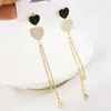 Charm Korean Fashion Love Heart Tassel Long Drop Серьги Серьги свадебное украшение для страза