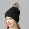 Beanies Beanie/Skull Caps Big Pompom Knitted Hat Head Woman Winter Solid Color Outdoor Casual Skullies & Thick Warm Hats Cap Fashion Accesso