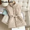 Giacche da donna Modelutti Autunno Inverno Moda Stand Collo Cintura Gilet in vita Donna Mantieni caldo Solido Selvaggio Semplice Top casual Donna 230225