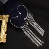 Charm SUGU 2022 Summer New Fashion Personality Long Micro-set Rhinestones Tassel Earrings for Trend Women Beautiful Jewelry Gift G230225