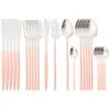 Dinnerware Sets 6Set/24Pcs Gold Cutlery Set Dinner Knife Fork Tea Spoon 304 Stainless Steel Silverware Kitchen Flatware Tableware