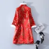 Abbigliamento etnico Abito invernale 2023 Abiti eleganti midi tradizionali cinesi Qipao Anno rosso caldo Cheongsam DD1924Etnico